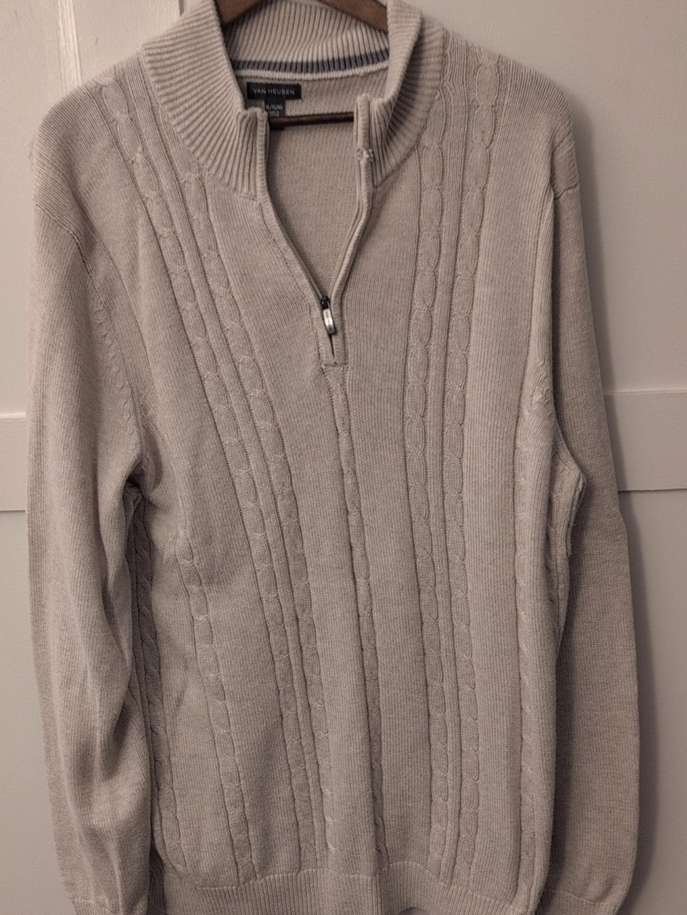 Van Heusen Men's Cream Cable Quarter-Zip Sweater